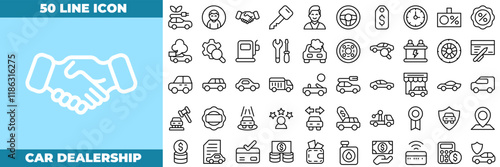 Car Dealership Line Editable Icons set