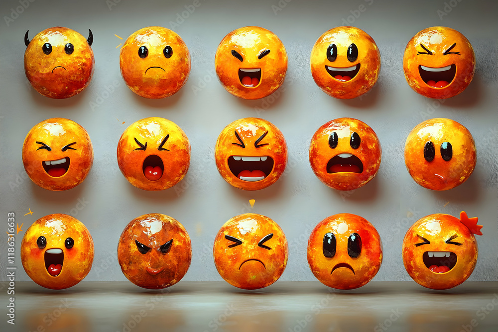 Obraz premium 3D Emoji Planets Illustration