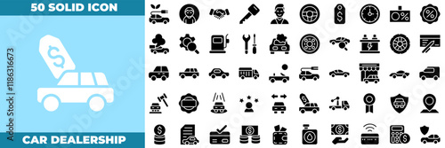 Car Dealership Solid Editable Icons set