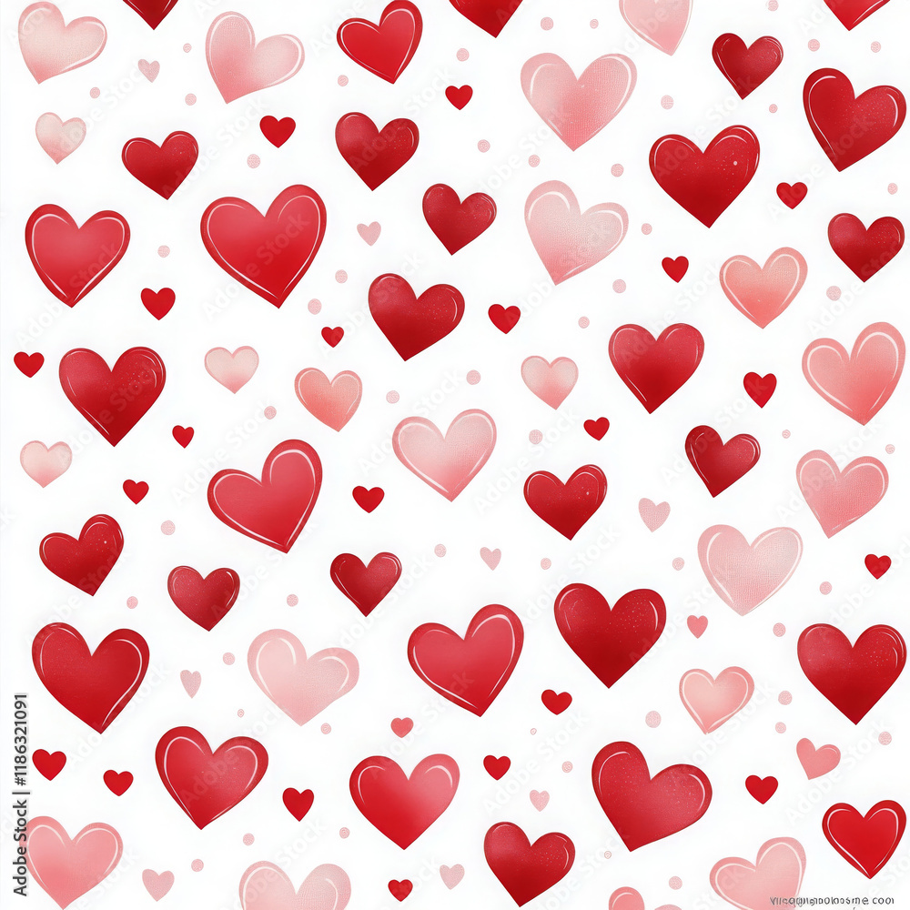 Valentine Day design featuring red and pink hearts on white background, creating cheerful and romantic atmosphere perfect for celebrations Valentine Day design featuring red and pink hearts on white background, creating cheerful and romantic atmosphere perfect for celebrations