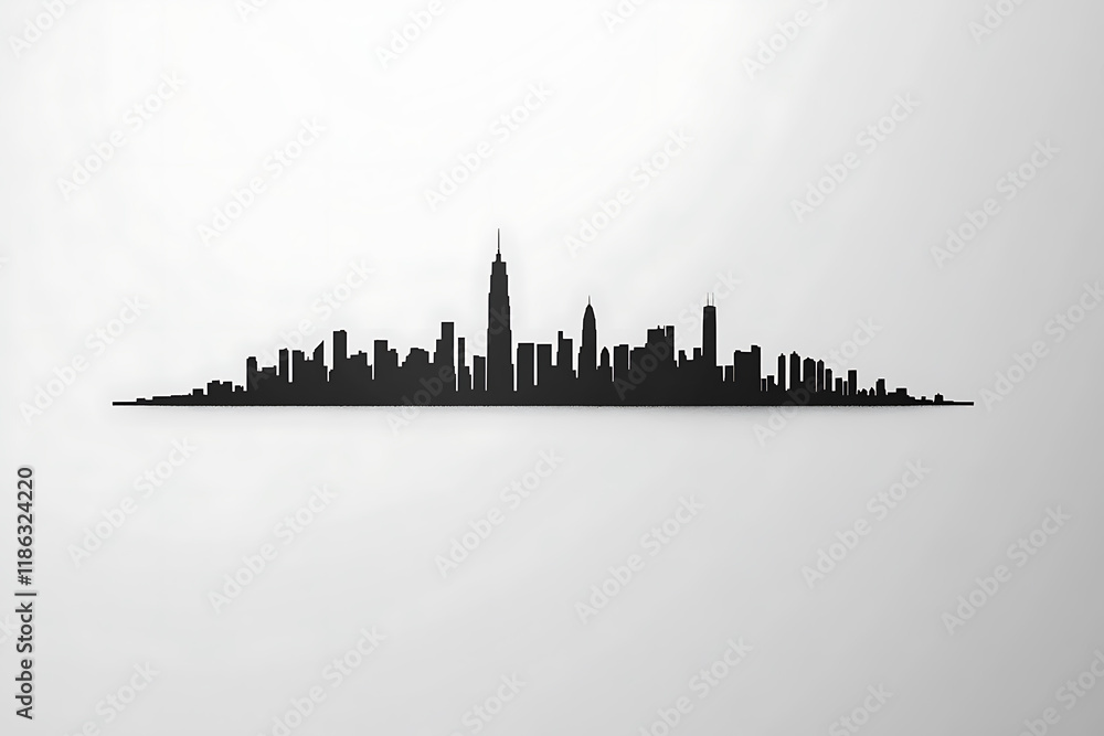 Fototapeta premium A simple vector illustration of the city skyline is represented by simple smooth lines, with clean lines and a minimalistic style, perfect for lifestyle or technology