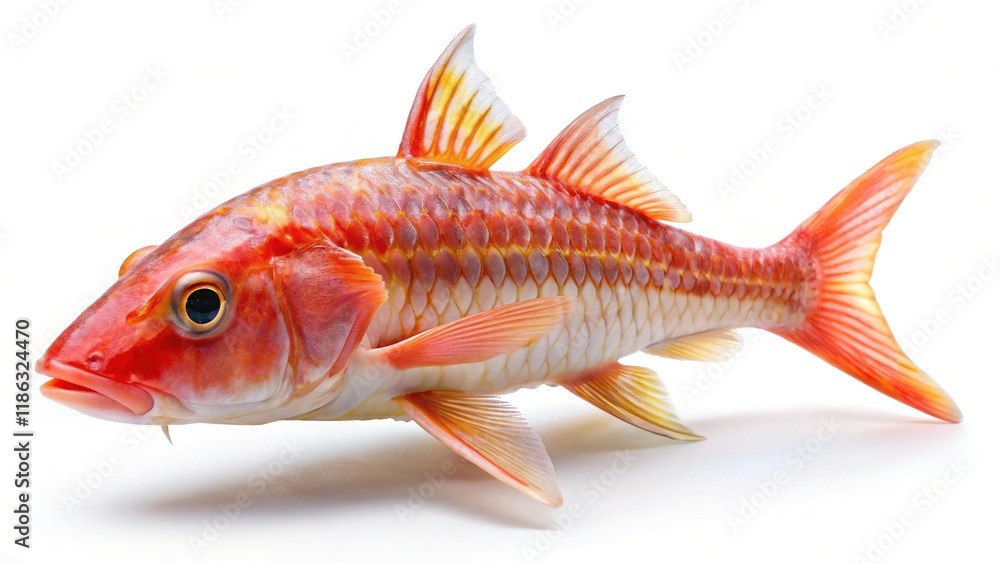 Fototapeta premium Red Mullet Fish Isolated on White Background - Stock Photo