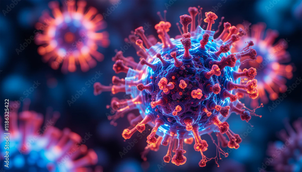 Human metapneumovirus or HMPV under microscope Human metapneumovirus or HMPV under microscope