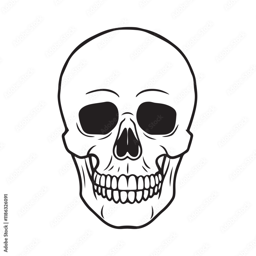 The skull icon. Black silhouette of a human skull. Vector illustration isolated on a white background for design and web. The skull icon. Black silhouette of a human skull. Vector illustration isolated on a white background for design and web.