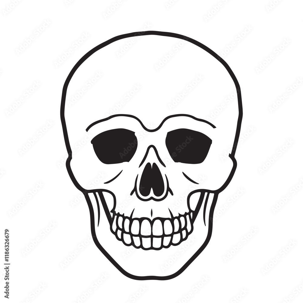 The skull icon. Black silhouette of a human skull. Vector illustration isolated on a white background for design and web. The skull icon. Black silhouette of a human skull. Vector illustration isolated on a white background for design and web.