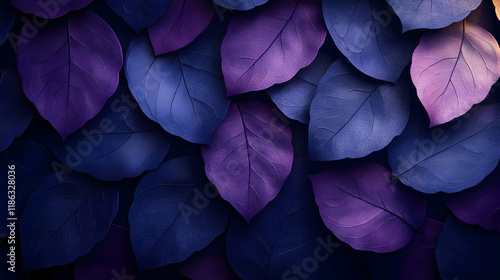 Wallpaper Mural Purple and Blue Leaf 3D Illustration Torontodigital.ca