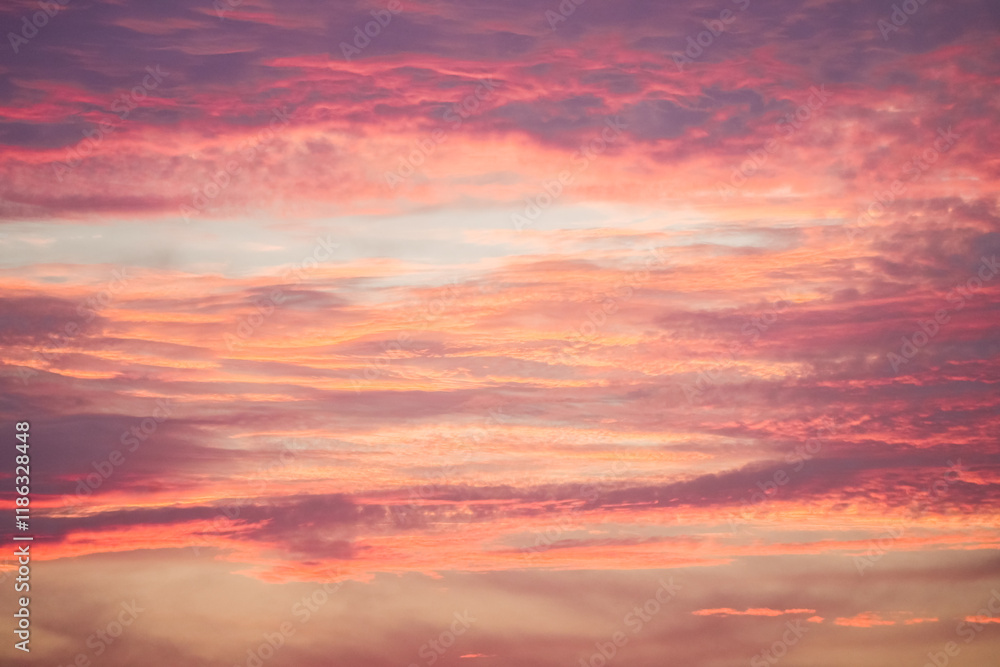 Sunset in the sky in pastel colors. Purple and pink sky with clouds in the evening. Nature background.
Sunset in the sky in pastel colors. Purple and pink sky with clouds in the evening. Nature background.