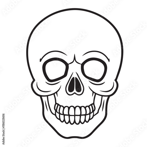 The skull icon. Black silhouette of a human skull. Vector illustration isolated on a white background for design and web.