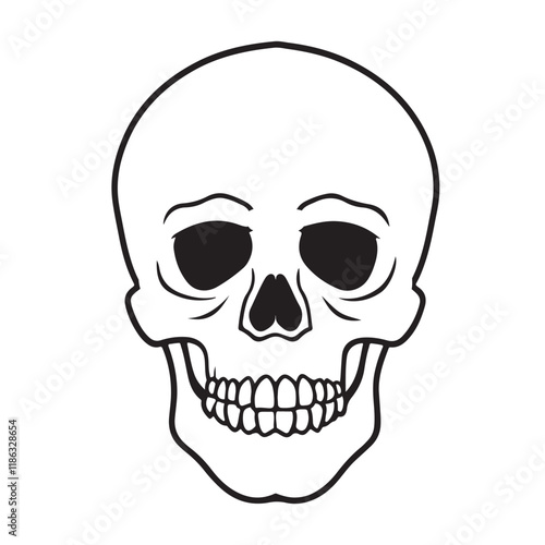 The skull icon. Black silhouette of a human skull. Vector illustration isolated on a white background for design and web.