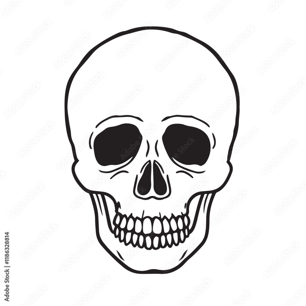 The skull icon. Black silhouette of a human skull. Vector illustration isolated on a white background for design and web. The skull icon. Black silhouette of a human skull. Vector illustration isolated on a white background for design and web.
