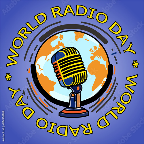 Greeting card design commemorating World Radio Day