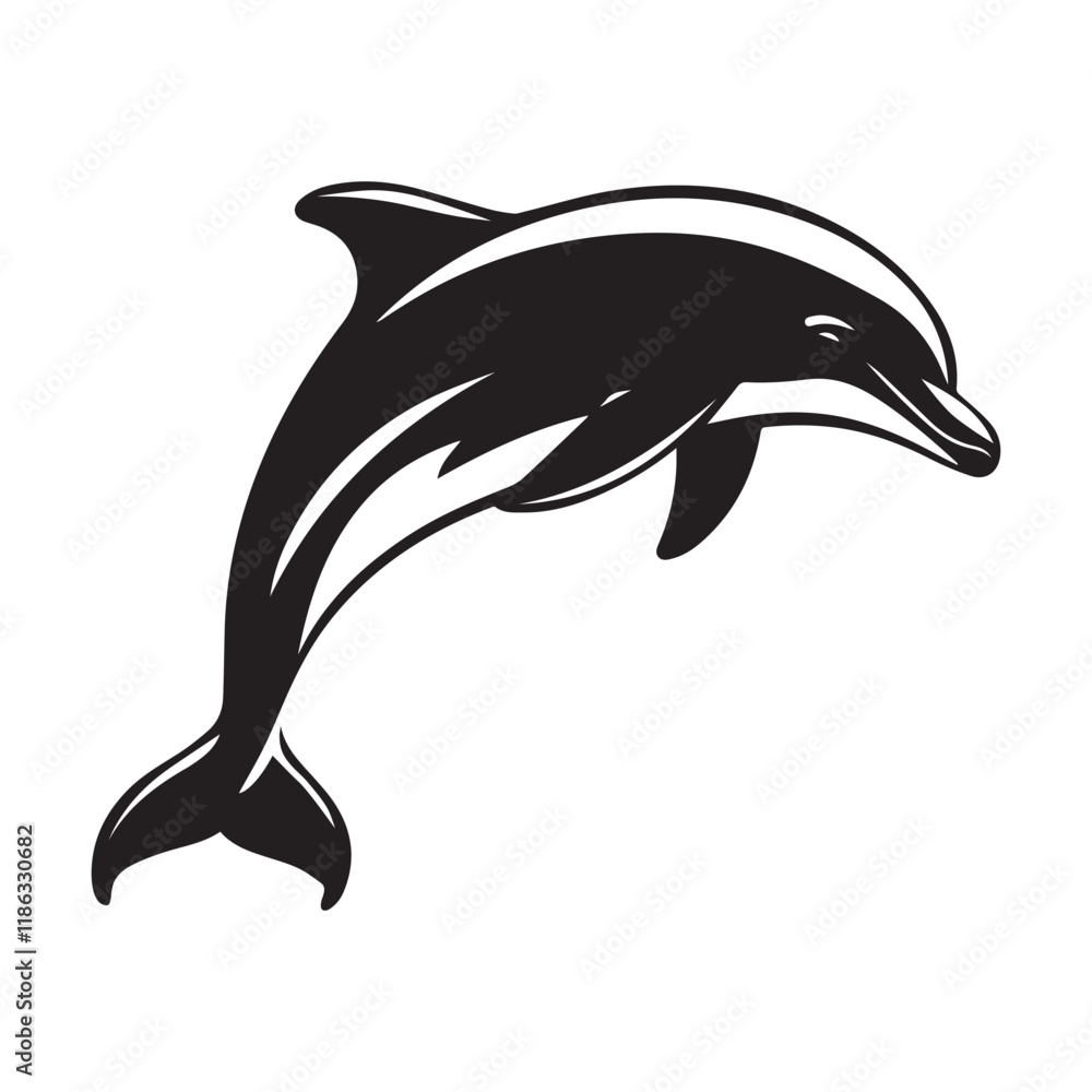 Fototapeta premium dolphin silhouette vector icon illustration isolated on white background