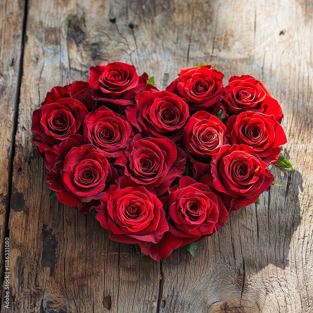Heart-Shaped Bouquet of Red Roses