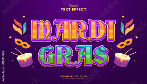 decorative mardi gras editable text effect design