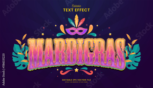 decorative mardi gras editable text effect design