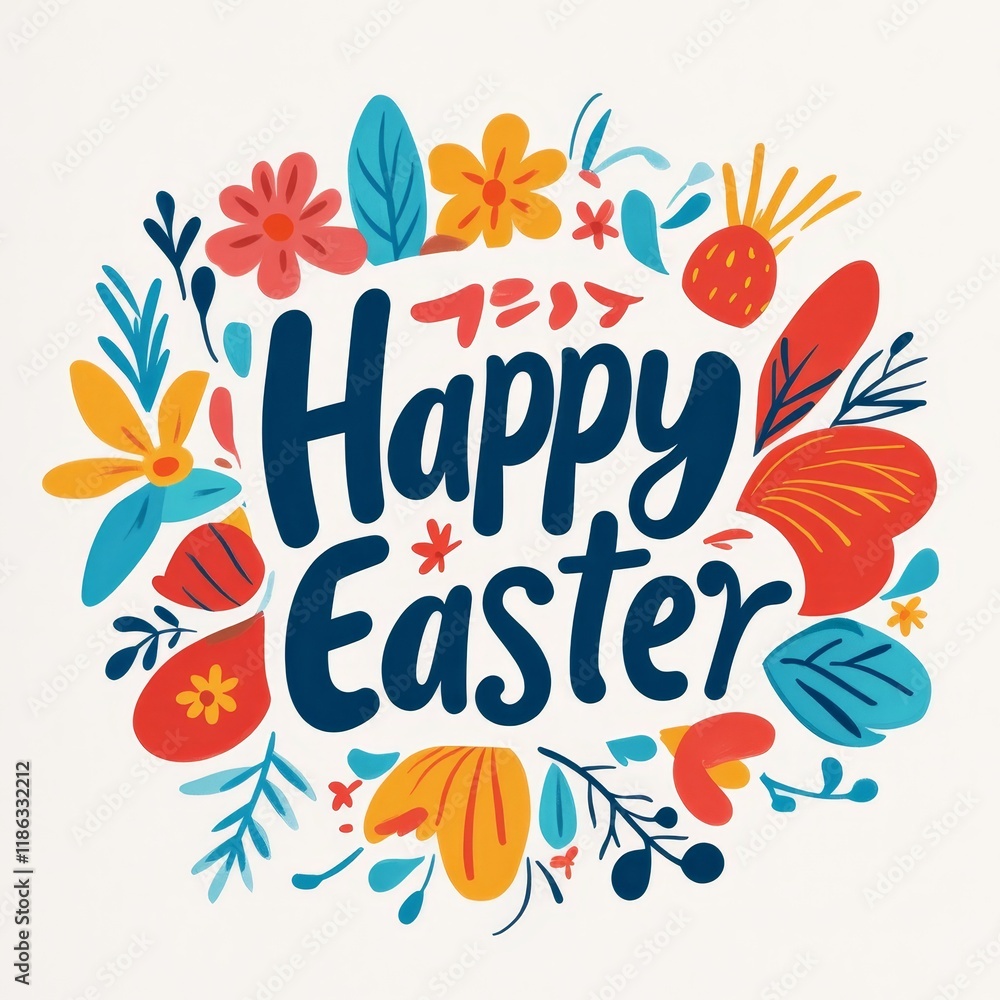 Fototapeta premium Celebrate Easter with colorful decorations of flowers and festive eggs in a joyful spring atmosphere