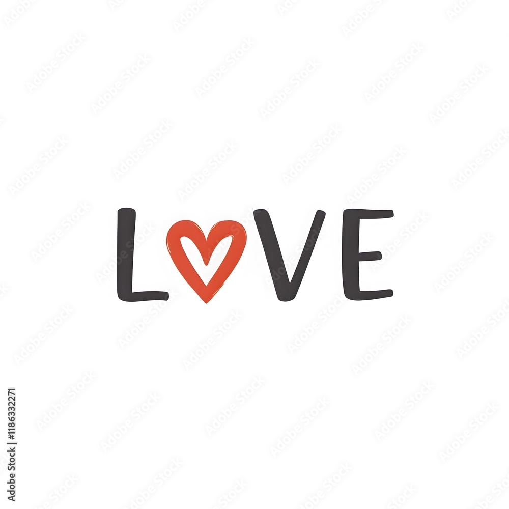 Minimalistic Love Typography with Heart Symbol Minimalistic Love Typography with Heart Symbol