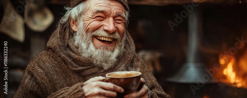 Wallpaper Mural Elderly man laughing heartily with a warm ambiance Torontodigital.ca