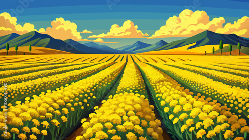 Multiple Rack Focuses of a Yellow Conola Oil Flower Field in Montana (Raw)