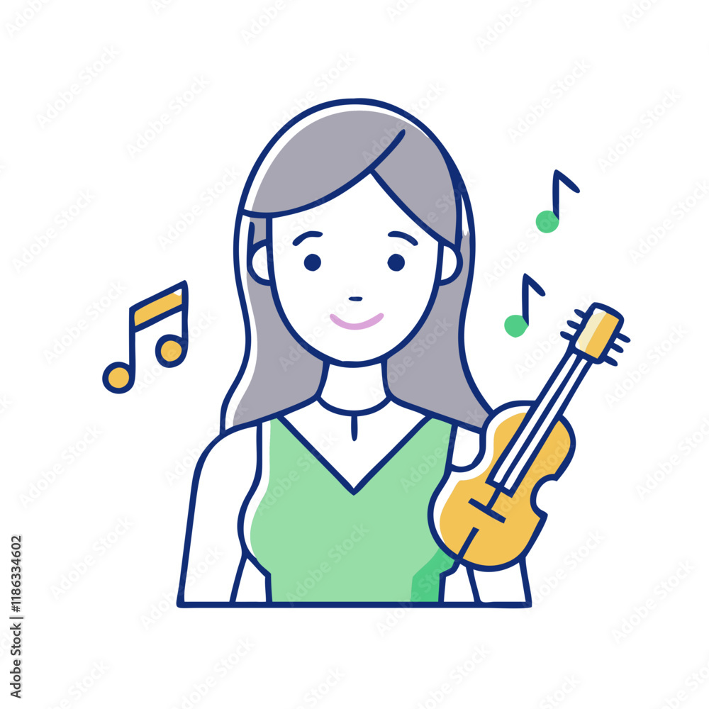 female musician vector icon, women’s day vector illustration - simple illustration of female musician perfect for logos, and holidays -themed designs. female musician vector icon, women’s day vector illustration - simple illustration of female musician perfect for logos, and holidays -themed designs.