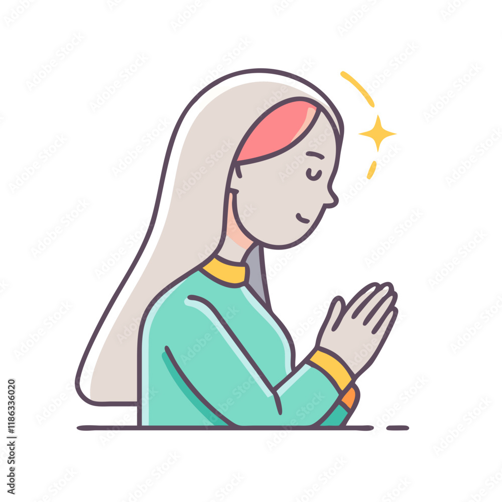 woman in prayer vector icon, women’s day vector illustration - simple illustration of woman in prayer perfect for logos, and holidays -themed designs. woman in prayer vector icon, women’s day vector illustration - simple illustration of woman in prayer perfect for logos, and holidays -themed designs.