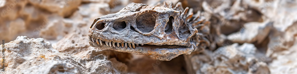Fossilized Theropod Dinosaur Skull and Partial Skeleton in Sedimentary Rock Fossilized Theropod Dinosaur Skull and Partial Skeleton in Sedimentary Rock