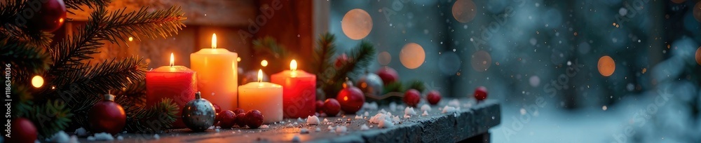 warm and cozy winter scene with candles and fire, warm lighting, candles, autumnal tones warm and cozy winter scene with candles and fire, warm lighting, candles, autumnal tones