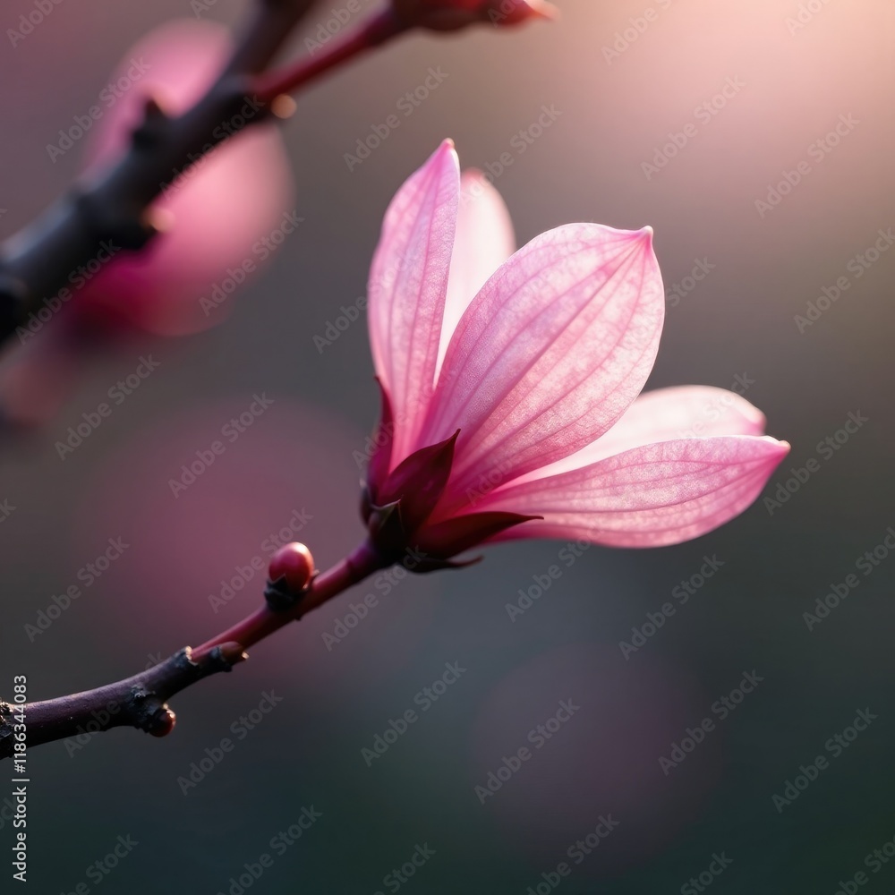 A delicate sakura leaf unfolding from its bud, leaf, subtle, sakura A delicate sakura leaf unfolding from its bud, leaf, subtle, sakura