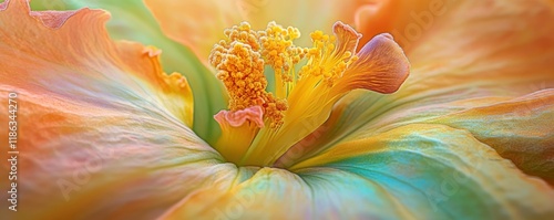 flower, macro, colorful, nature, bright, petals, artistic close up of a vibrant flower with yellow and green hues, showcasing intricate details and textures against a soft focus