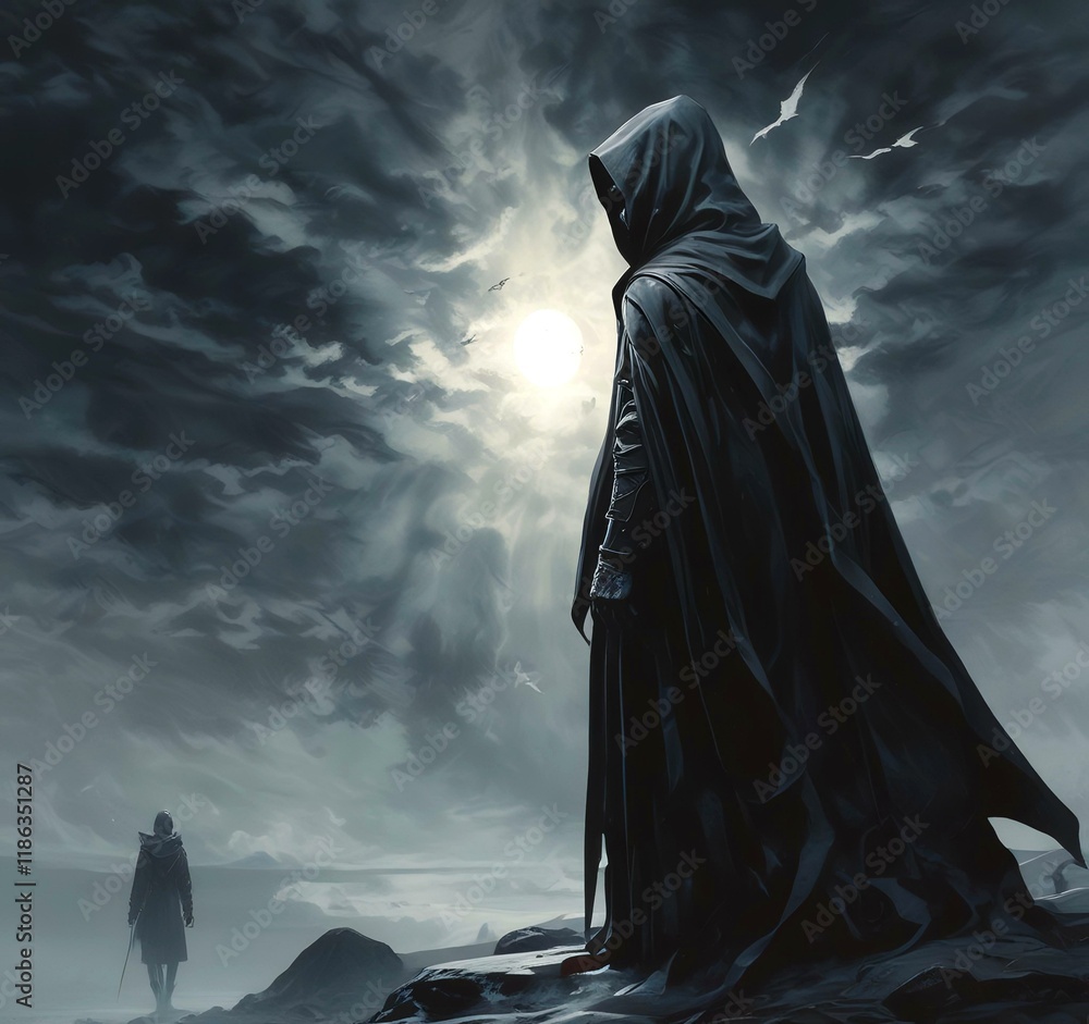 Naklejka premium Illustration of dark wizard.