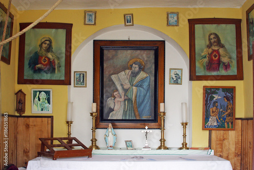 Altar in the chapel of Saint Matthew in Noskovci, Croatia photo