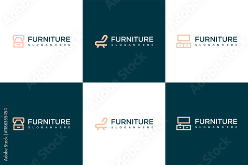 Set of minimalist furniture luxury logo design inspiration