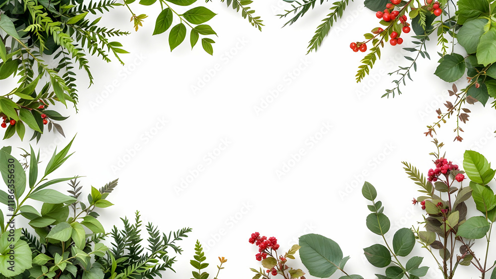 Fototapeta premium Plants border frame copy space area