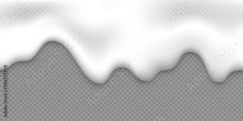 White foam background. Foam of beer or fizzy drink, suds of shampoo, detergent, cleaning gel. Vector realistic illustration isolated on transparent background.