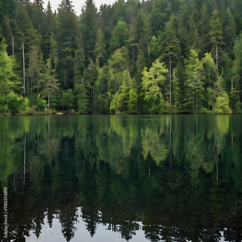 A beautiful landscape view of forest lake view of reservoir
