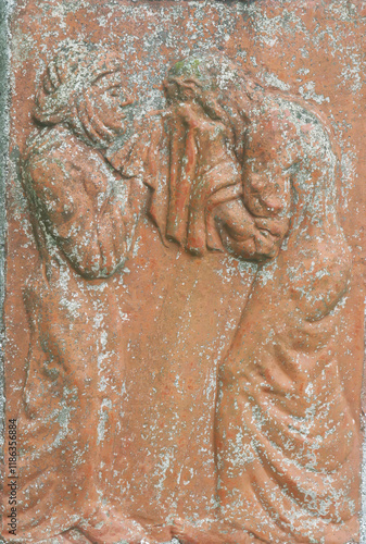 6th Stations of the Cross, Veronica wipes the face of Jesus, parish church of Saint Anne in Sutlanska Poljana, Croatia photo