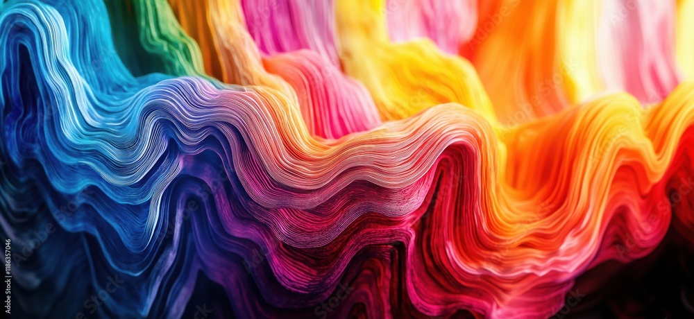 Vibrant Color Waves Abstract Art Displaying Fluid Lines and Textures in Rainbow Spectrum, copy space for text Vibrant Color Waves Abstract Art Displaying Fluid Lines and Textures in Rainbow Spectrum, copy space for text