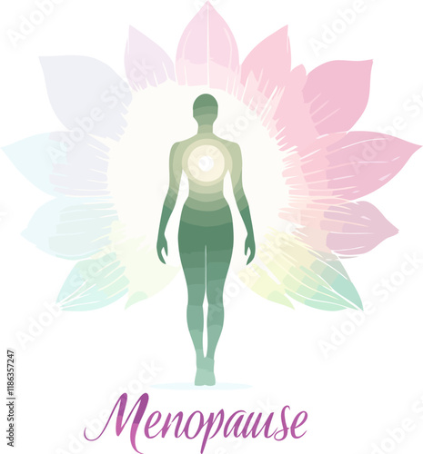 Female Standing Menopause Design. Vector Illustration.