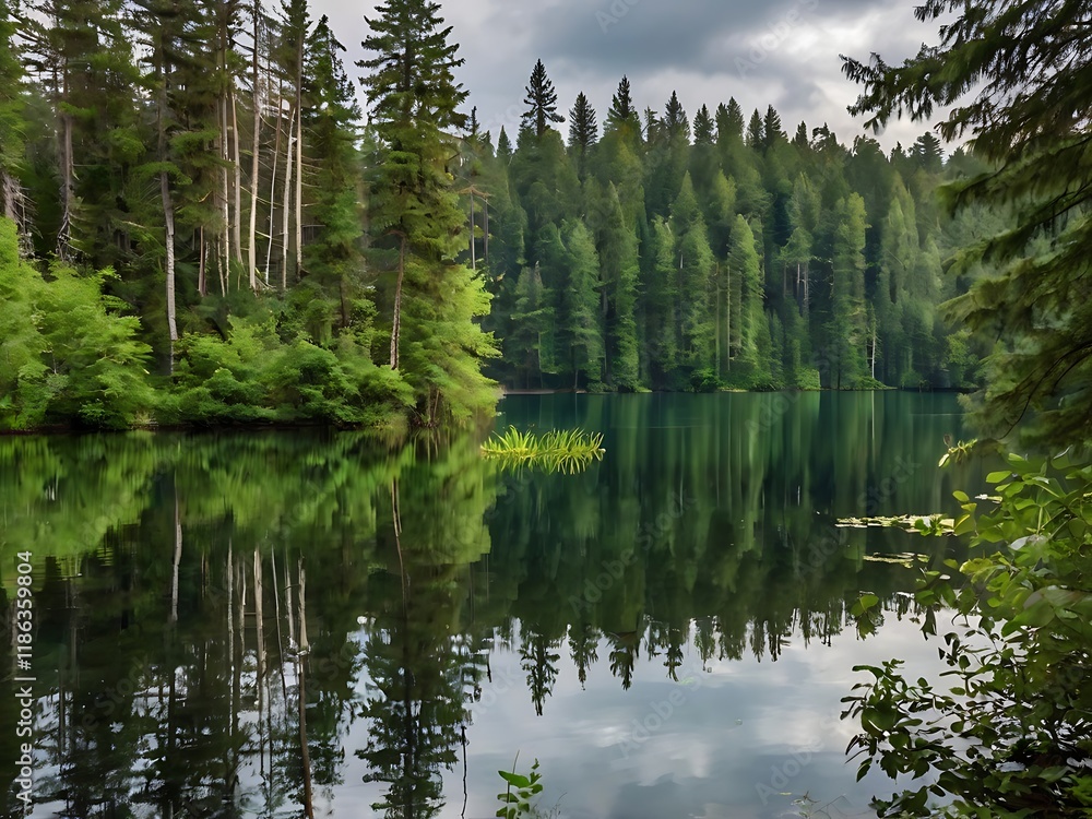 A beautiful landscape view of forest lake view of reservoir A beautiful landscape view of forest lake view of reservoir