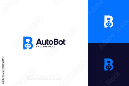 Bot logo design combine with letter initials icon