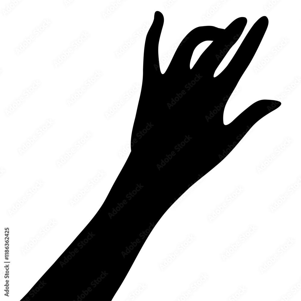 Silhouette of a hand reaching out, fingers slightly curled. A simple, elegant graphic. Silhouette of a hand reaching out, fingers slightly curled. A simple, elegant graphic.