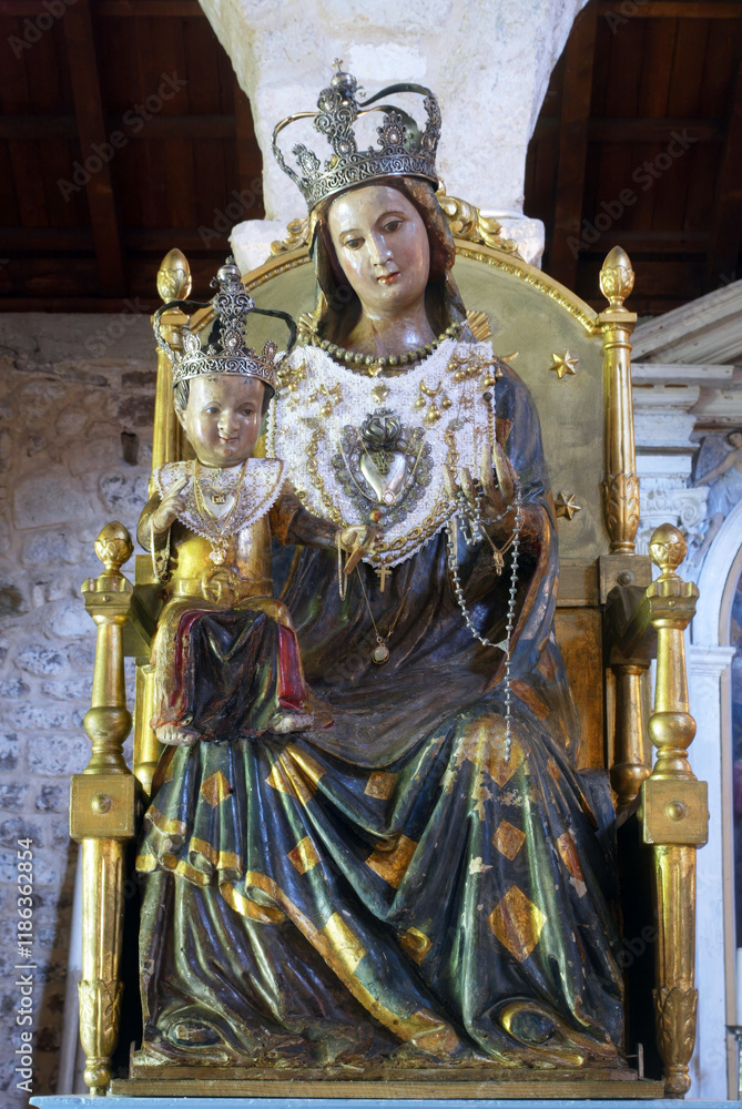 Our Lady of Pag, statue in the Church of St. Mary in Pag, Croatia