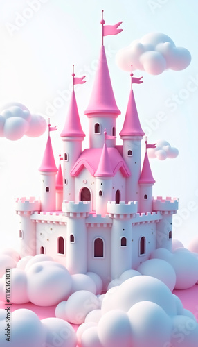 pink castle on the sky