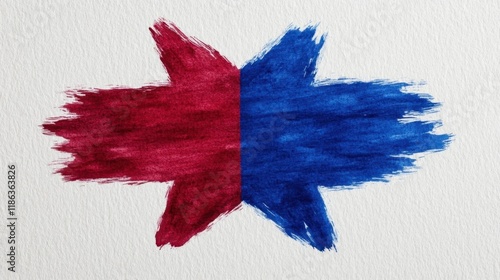 National Texas Stress Day Abstract red and blue paint splash on white background