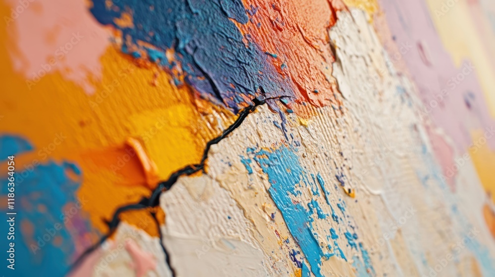Colorful Abstract Textured Surface with Cracks and Layers Colorful Abstract Textured Surface with Cracks and Layers