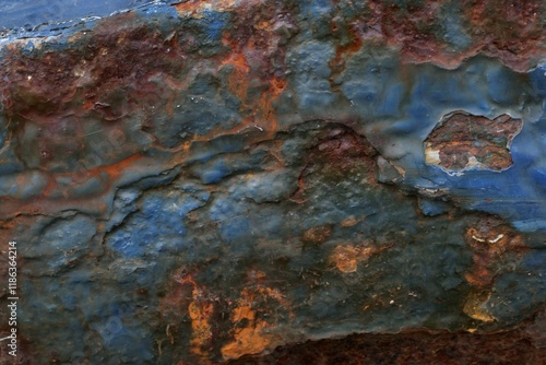 Detailed close-up of rusted metal and steel with lots of corrosion on an old ship photo