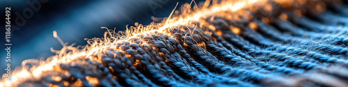 Close-up of Knit Fabric Texture with Backlighting photo