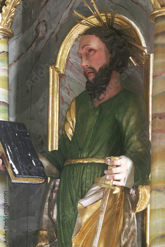 Obraz na płótnie Saint Paul, statue on the main altar in the Church of the Holy Trinity in Visoko, Croatia w salonie