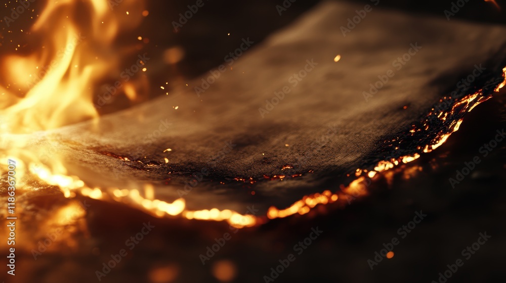 Flames Consuming Paper with Glowing Ash in Dark Environment Flames Consuming Paper with Glowing Ash in Dark Environment