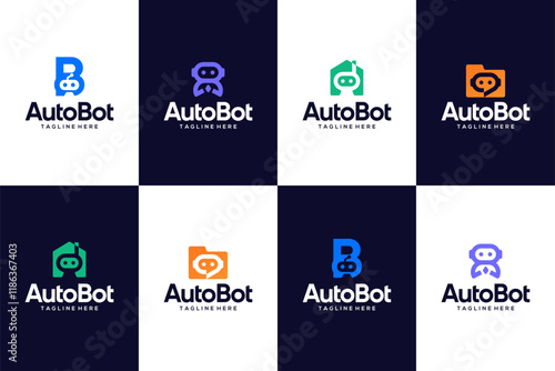 Set of bot icon simple modern logo design